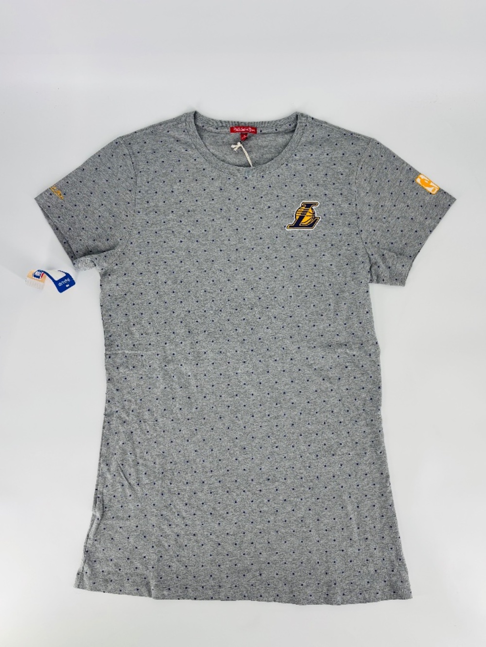 NWT Mitchell & Ness Women's T-Shirt Dress Gray Polkadot LA Lakers Size: M